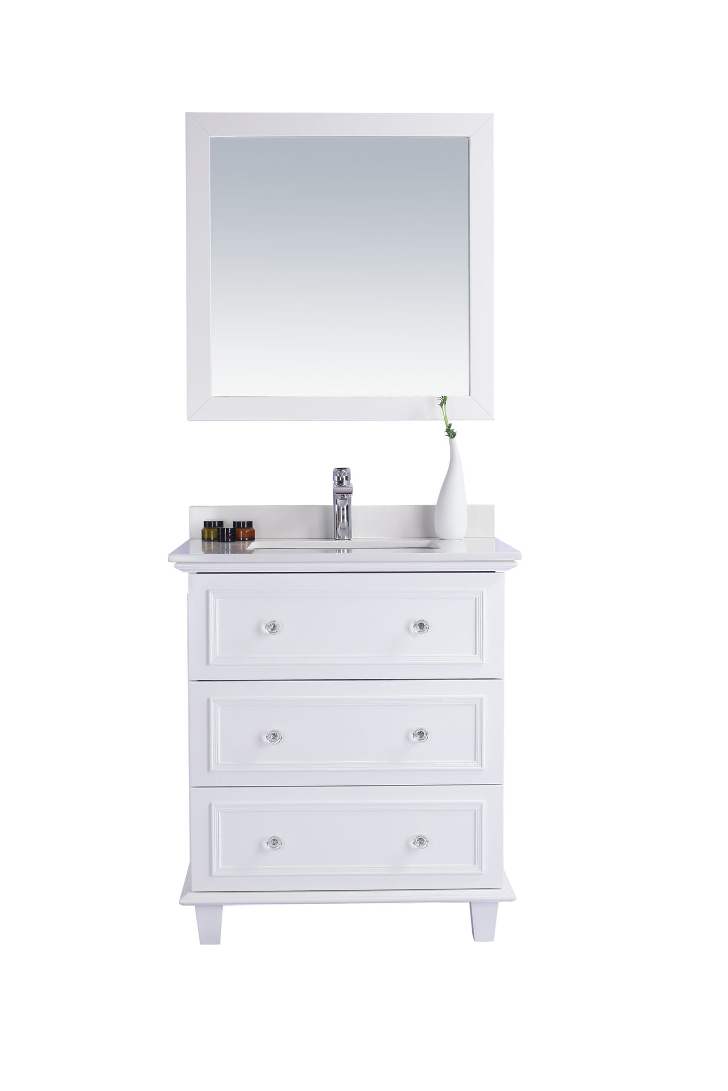 Laviva - Luna 30" White Bathroom Vanity with White Quartz Countertop