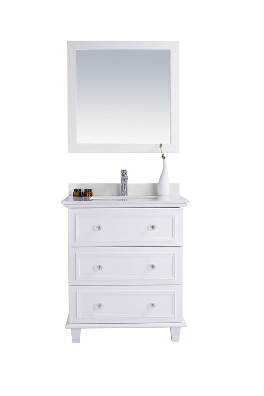 Laviva - Luna 30" White Bathroom Vanity with White Quartz Countertop