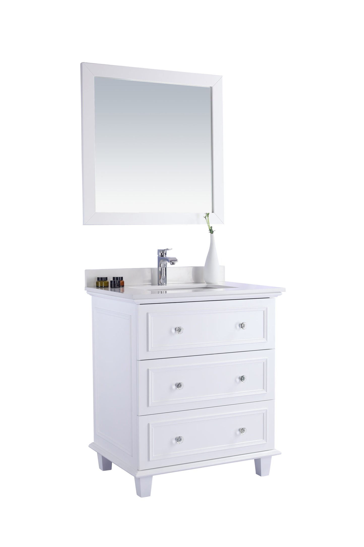 Laviva - Luna 30" White Bathroom Vanity with White Quartz Countertop