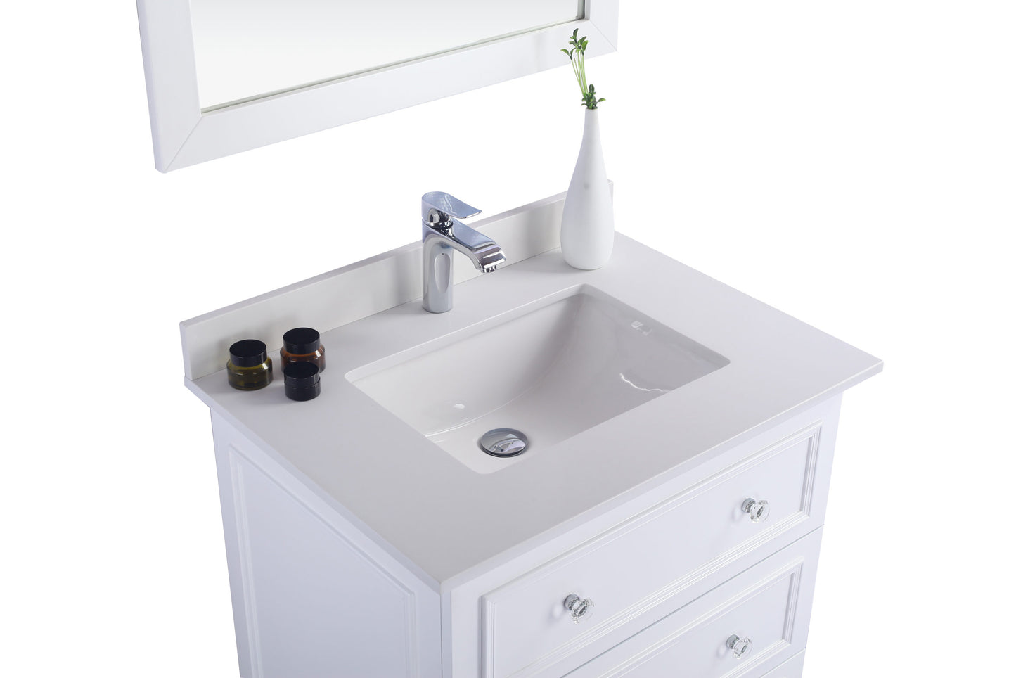 Laviva - Luna 30" White Bathroom Vanity with White Quartz Countertop