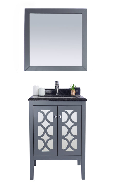 Laviva - Mediterraneo 24" Grey Bathroom Vanity with Black Wood Marble Countertop