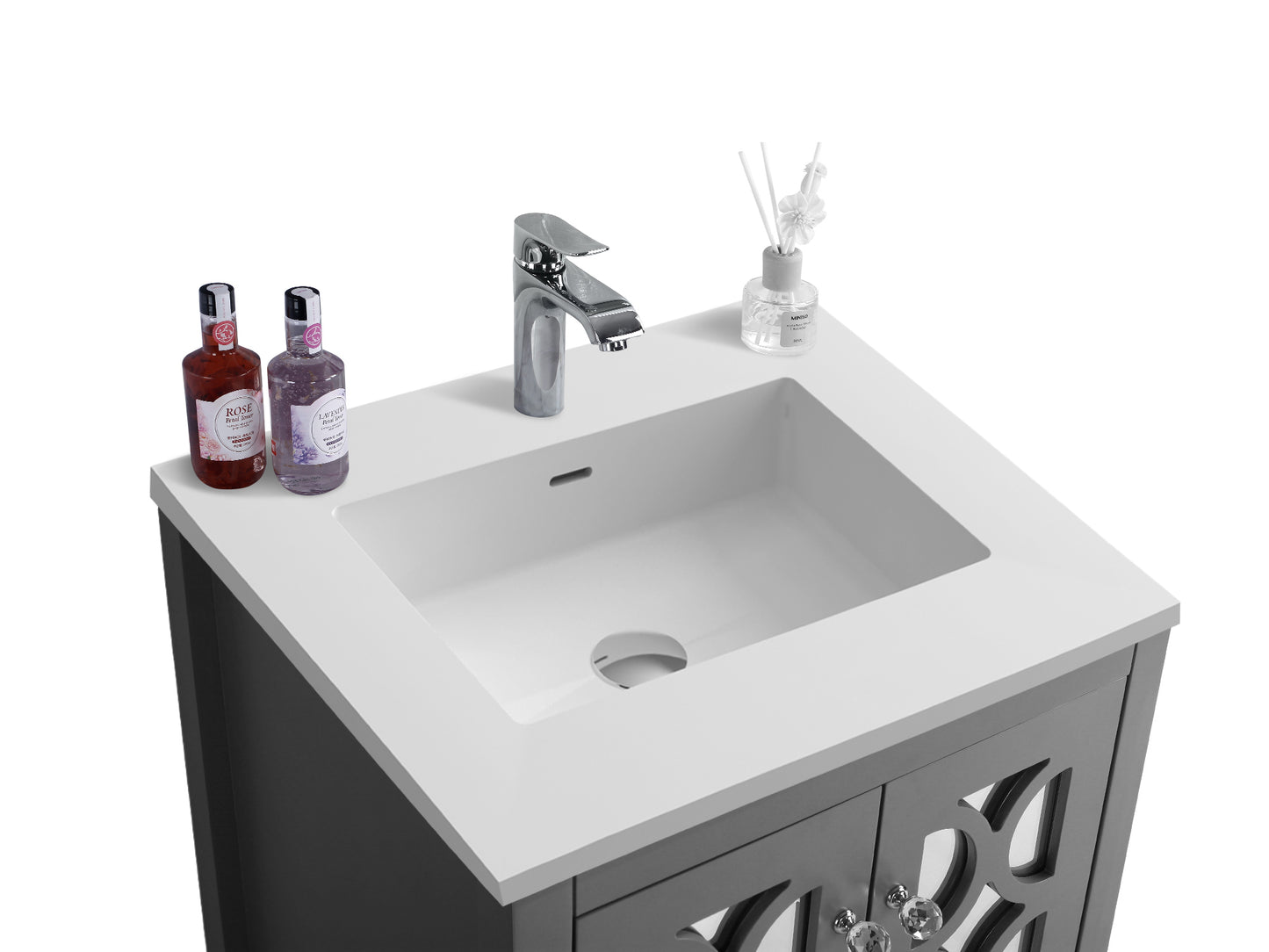 Laviva - Mediterraneo 24" Grey Bathroom Vanity with Matte White VIVA Stone Solid Surface Countertop