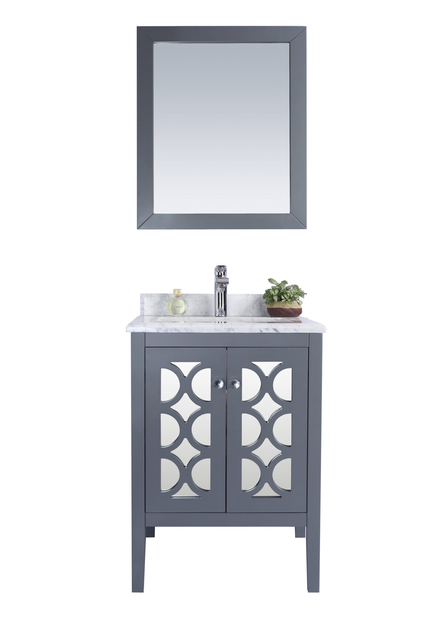 Laviva - Mediterraneo 24" Grey Bathroom Vanity with White Carrara Marble Countertop