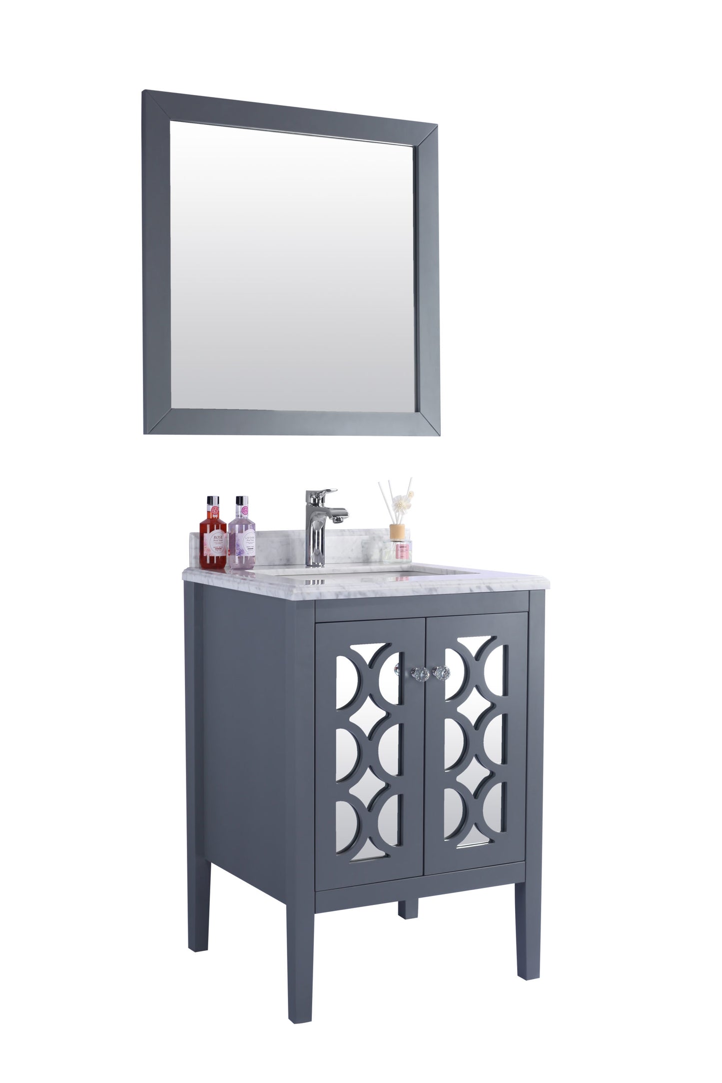 Laviva - Mediterraneo 24" Grey Bathroom Vanity with White Carrara Marble Countertop