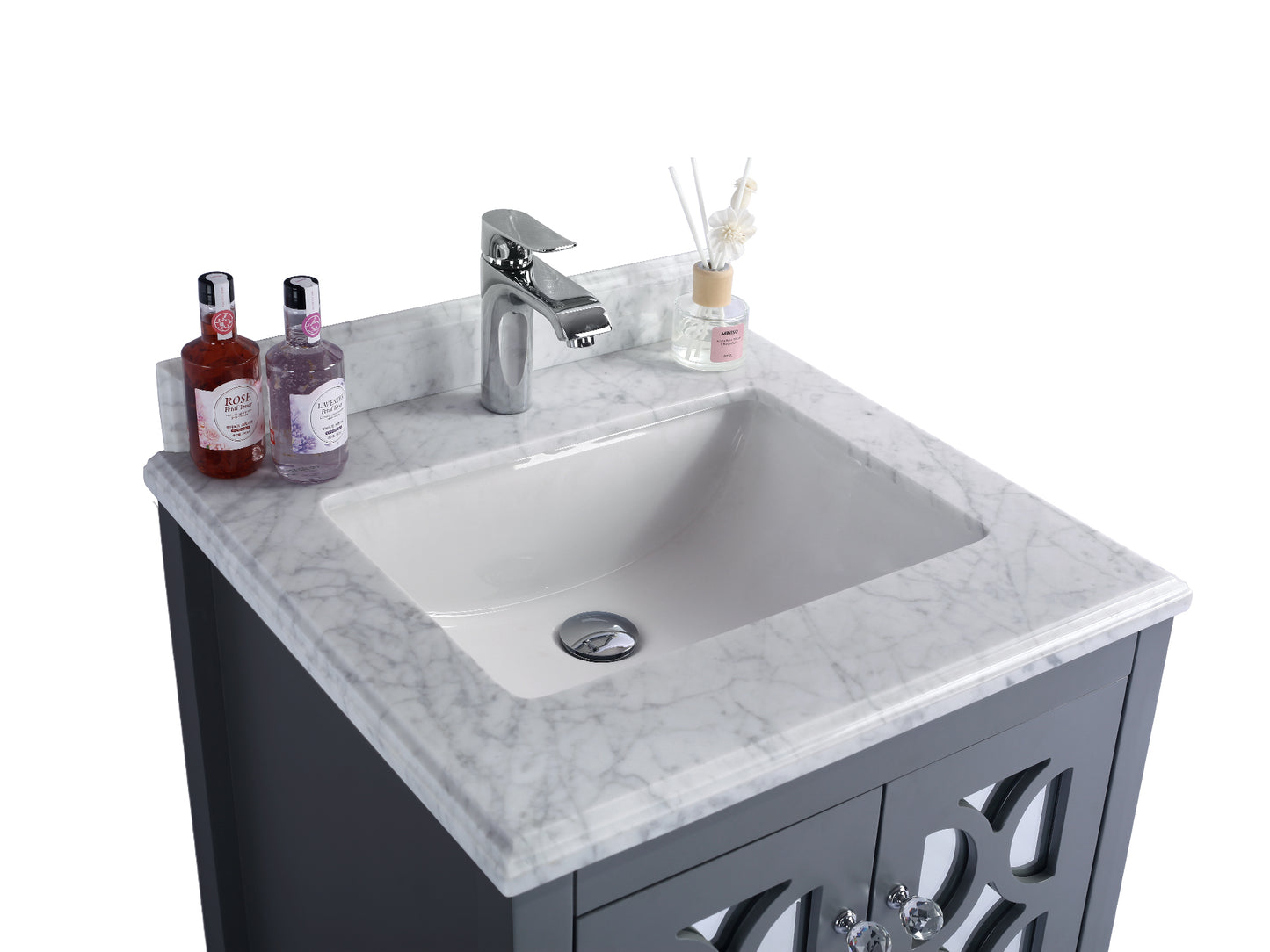 Laviva - Mediterraneo 24" Grey Bathroom Vanity with White Carrara Marble Countertop