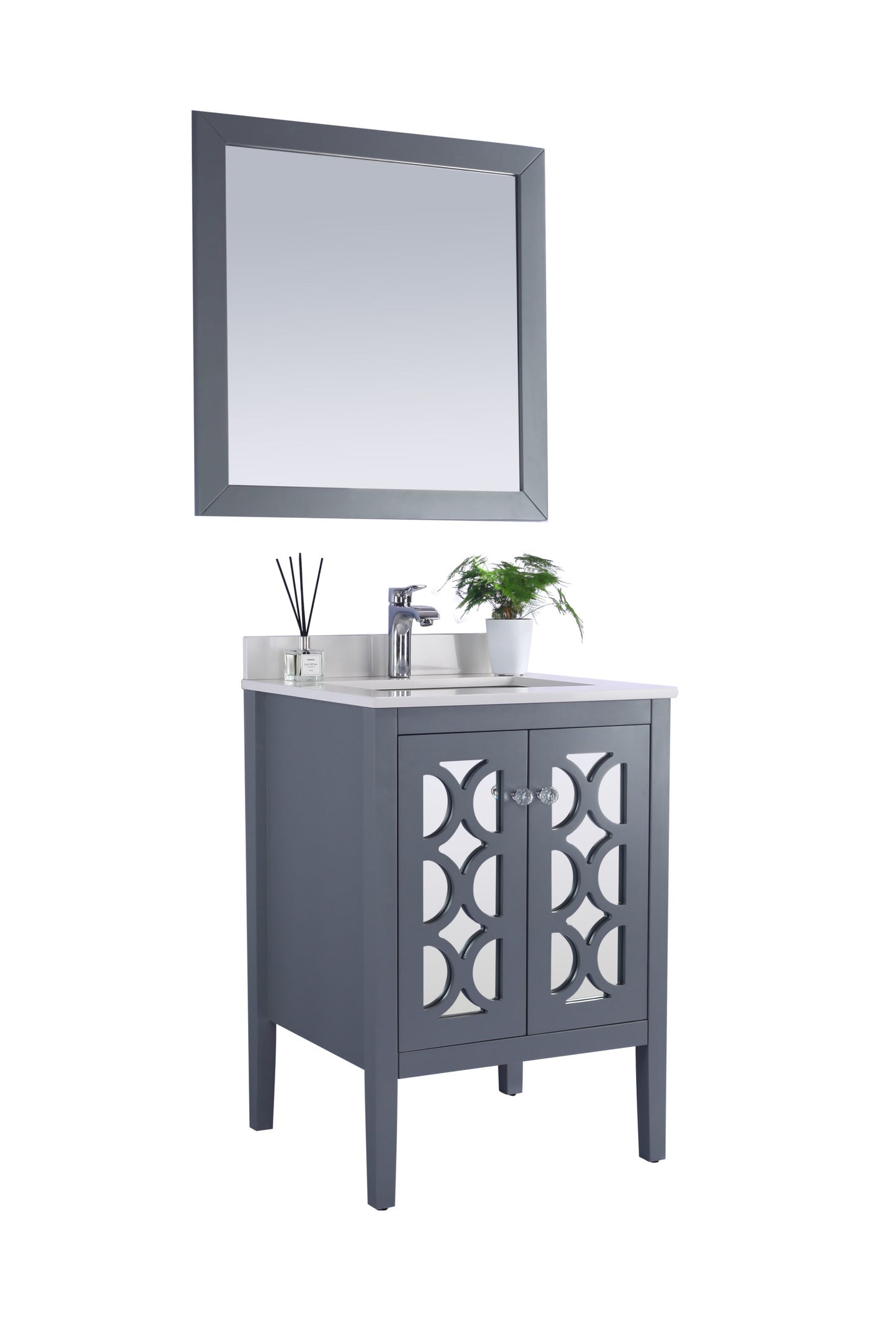 Laviva - Mediterraneo 24" Grey Bathroom Vanity with White Quartz Countertop