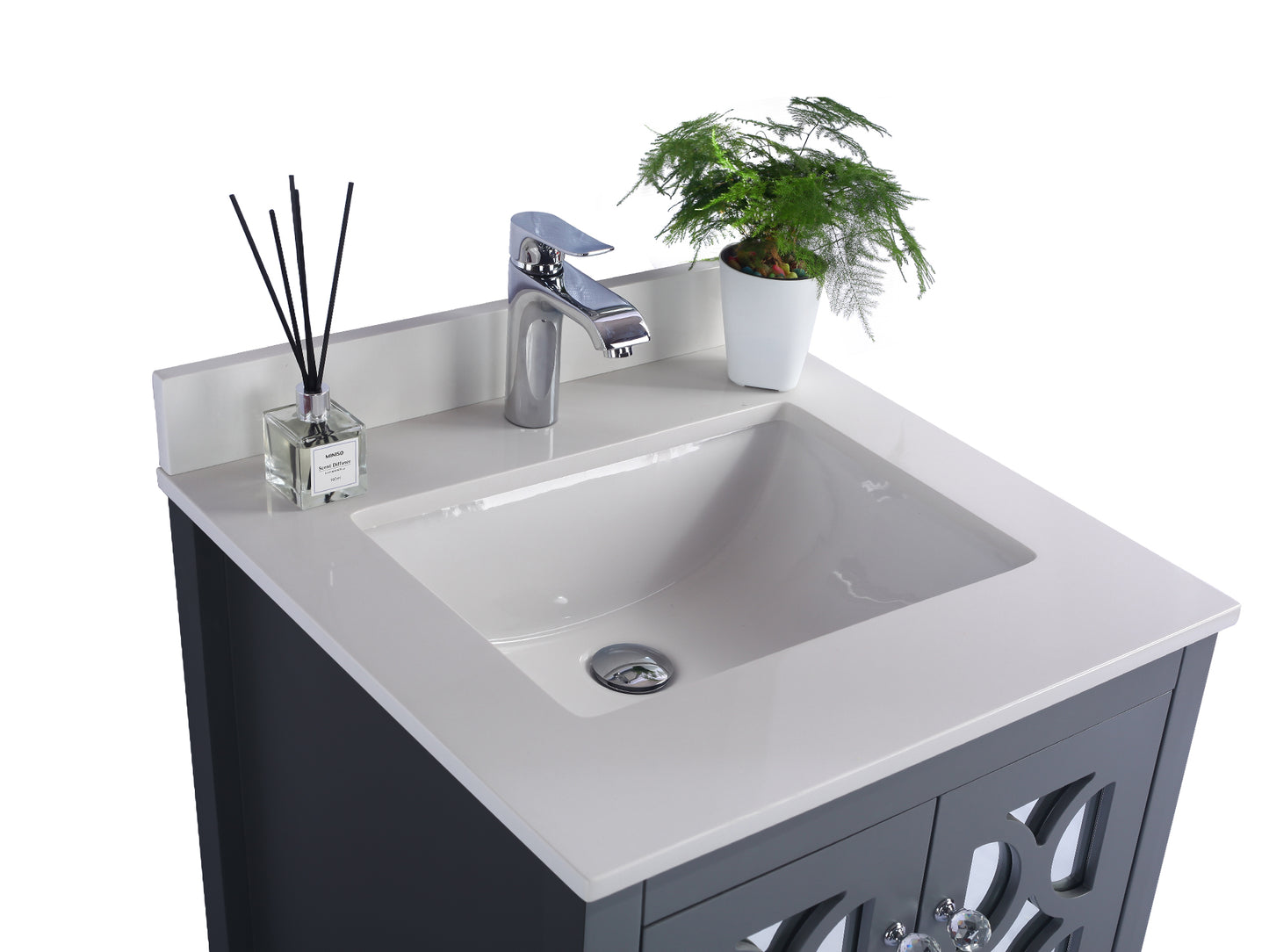 Laviva - Mediterraneo 24" Grey Bathroom Vanity with White Quartz Countertop