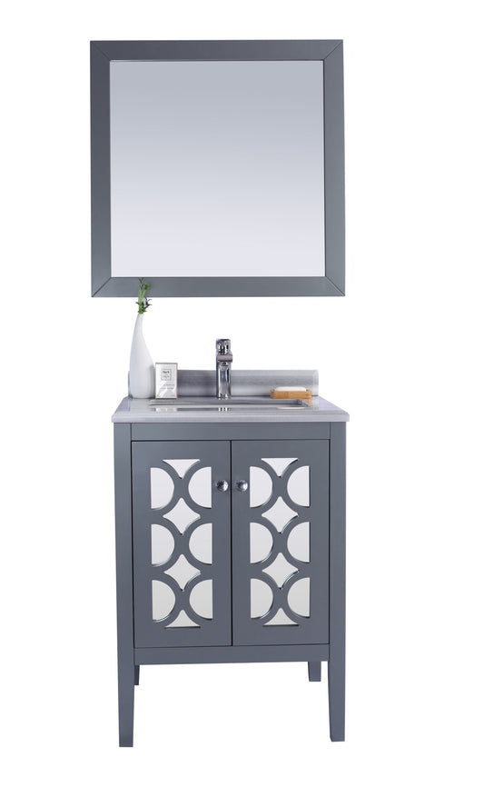 Laviva - Mediterraneo 24" Grey Bathroom Vanity with White Stripes Marble Countertop