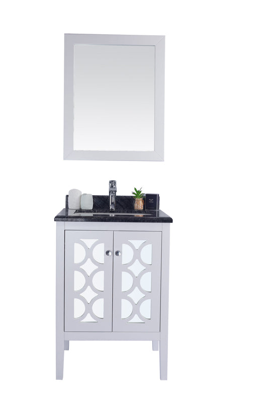 Laviva - Mediterraneo 24" White Bathroom Vanity with Black Wood Marble Countertop