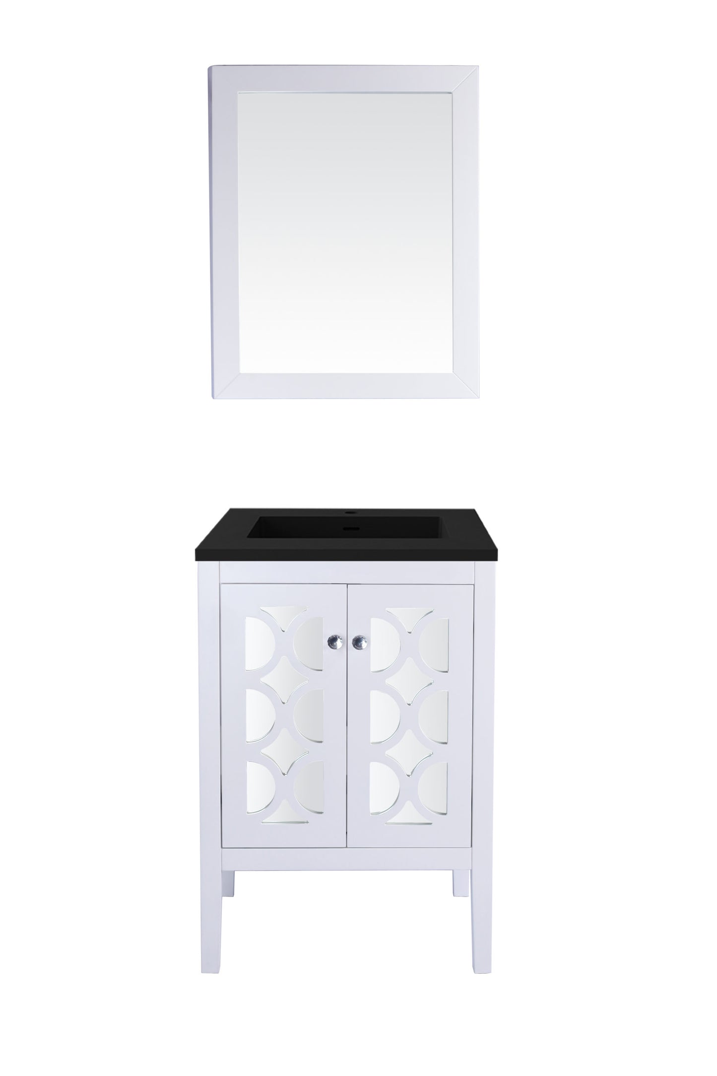 Laviva - Mediterraneo 24" White Bathroom Vanity with Matte Black VIVA Stone Solid Surface Countertop