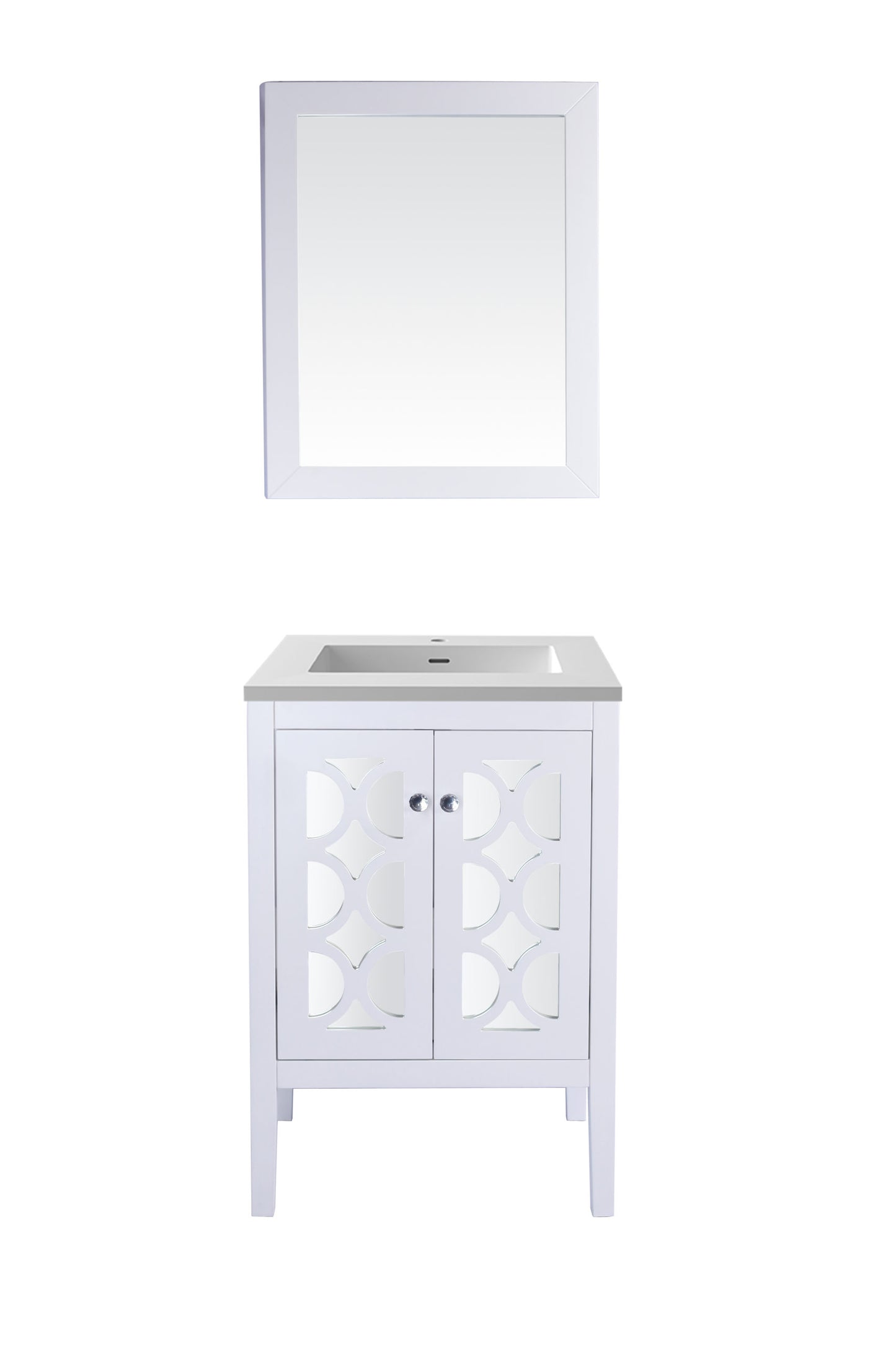 Laviva - Mediterraneo 24" White Bathroom Vanity with Matte White VIVA Stone Solid Surface Countertop