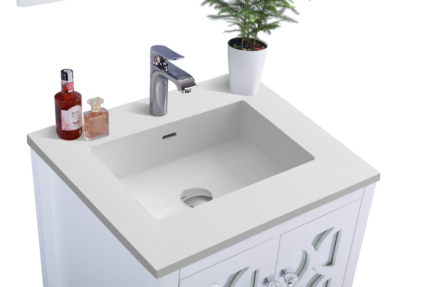 Laviva - Mediterraneo 24" White Bathroom Vanity with Matte White VIVA Stone Solid Surface Countertop