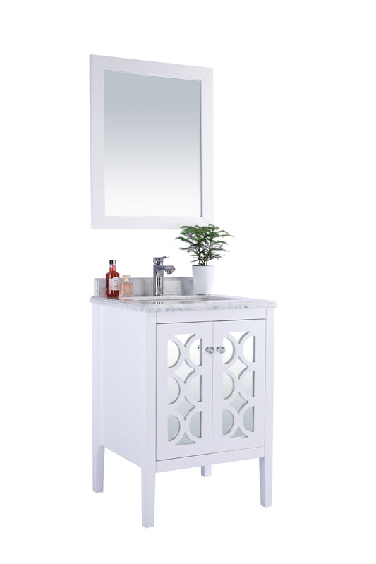 Laviva - Mediterraneo 24" White Bathroom Vanity with White Carrara Marble Countertop