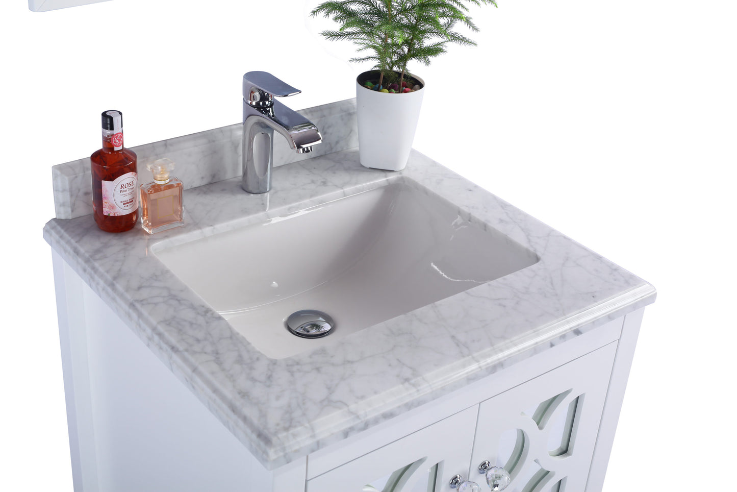 Laviva - Mediterraneo 24" White Bathroom Vanity with White Carrara Marble Countertop