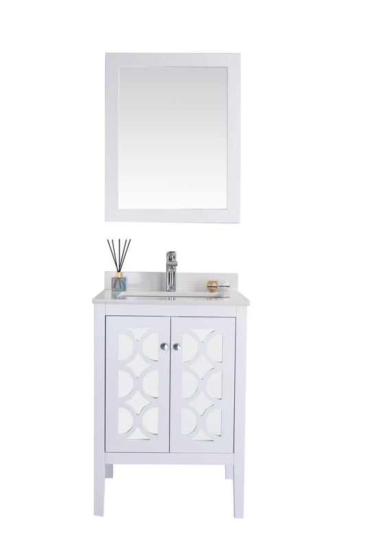 Laviva - Mediterraneo 24" White Bathroom Vanity with White Quartz Countertop