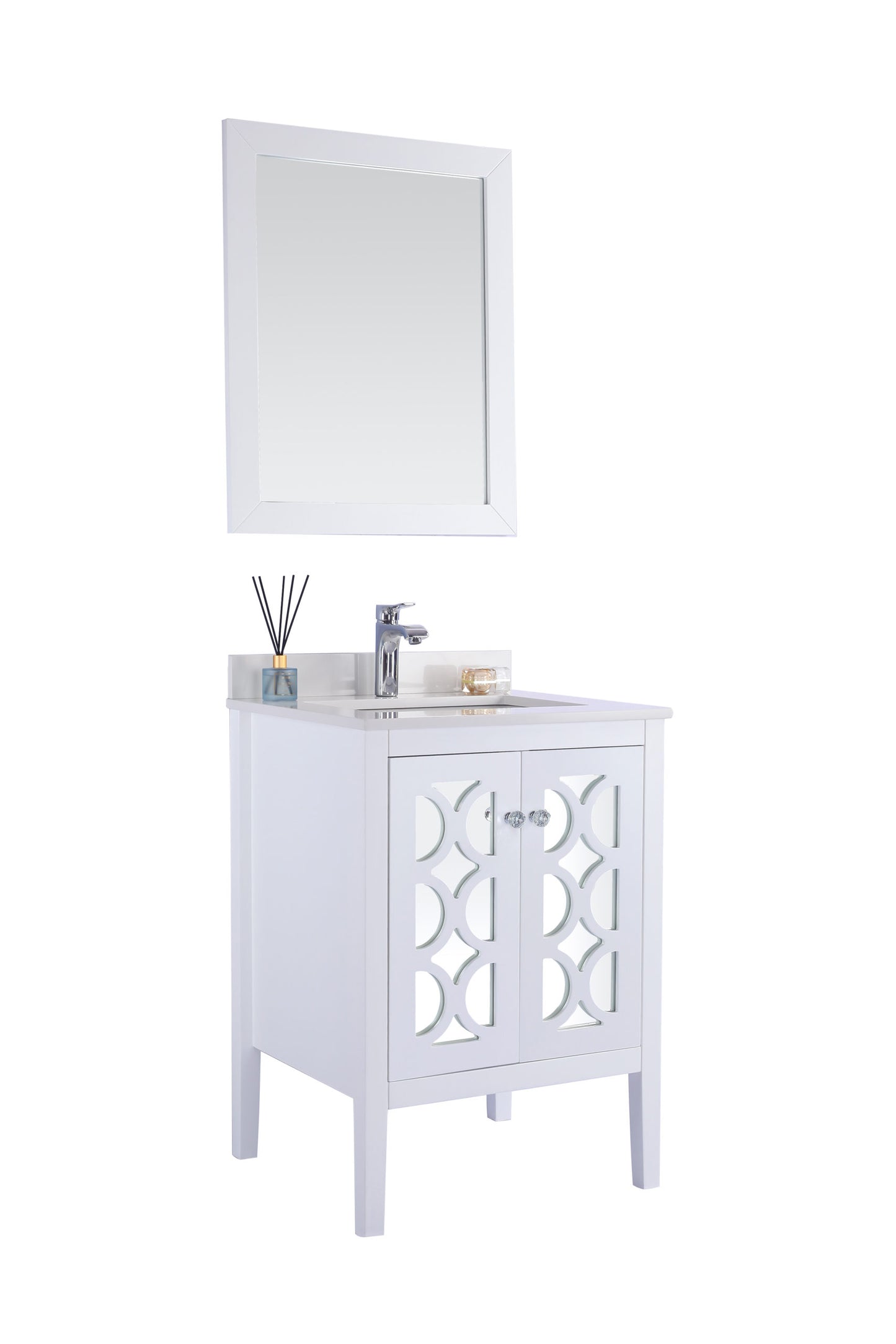 Laviva - Mediterraneo 24" White Bathroom Vanity with White Quartz Countertop