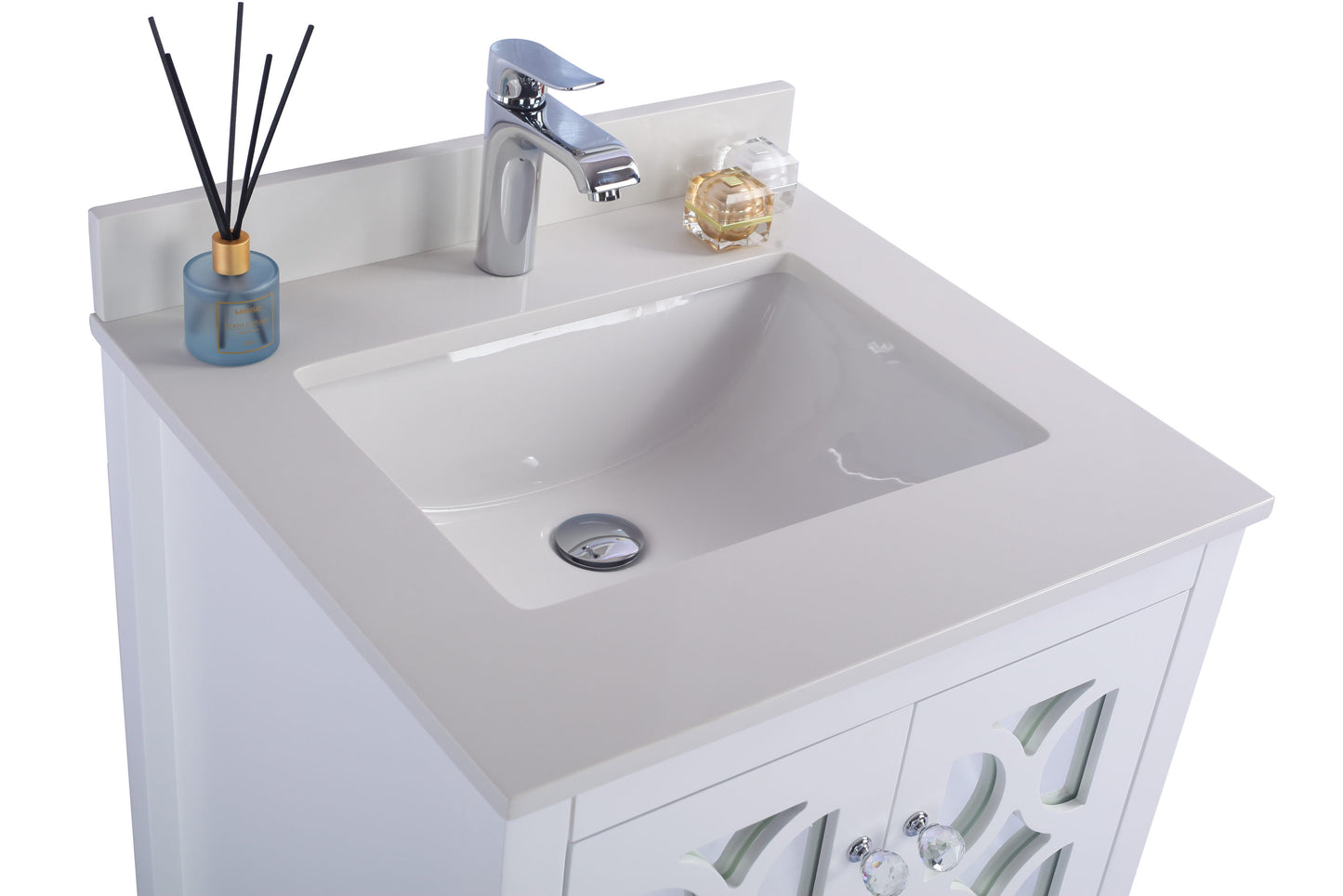 Laviva - Mediterraneo 24" White Bathroom Vanity with White Quartz Countertop