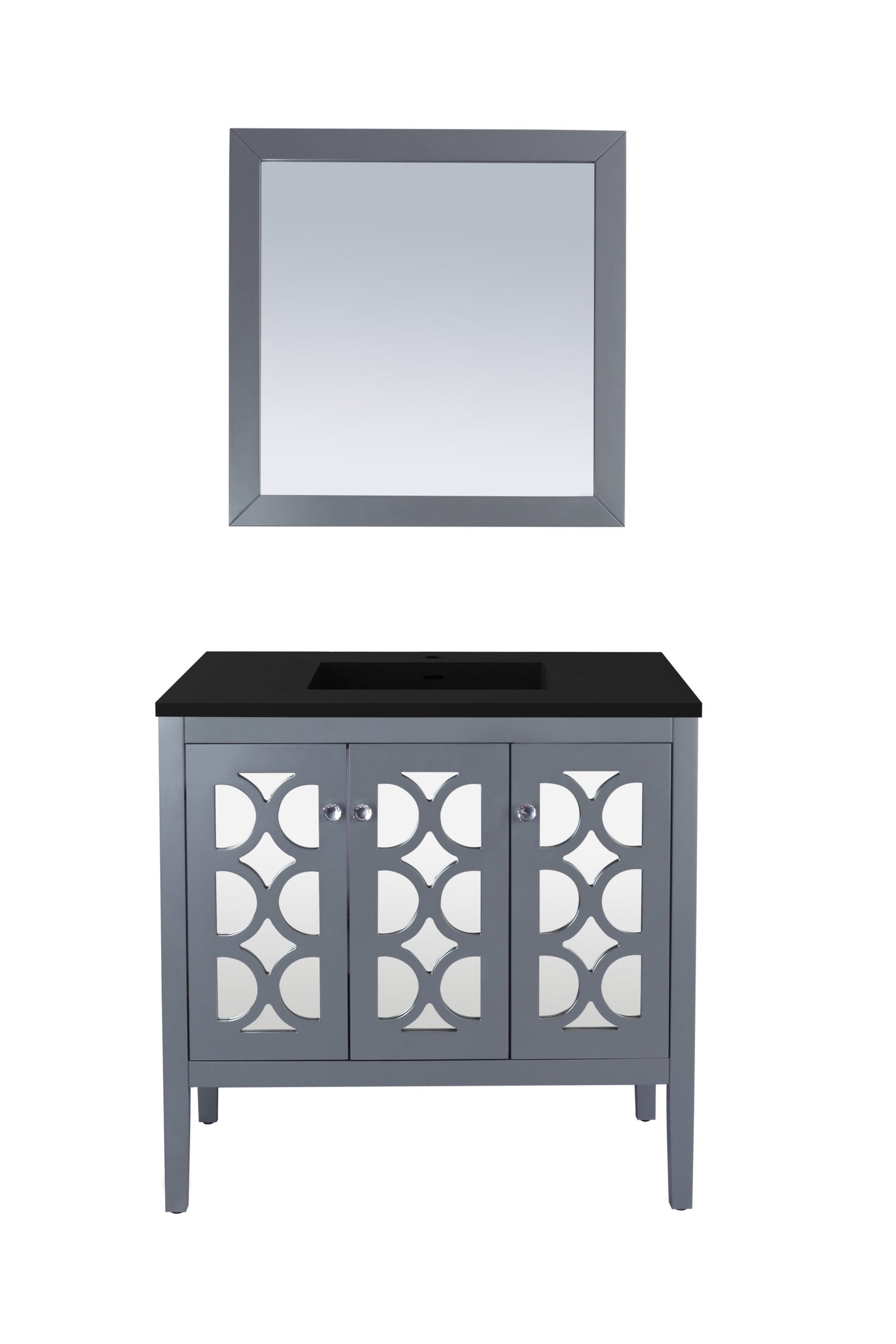 Laviva - Mediterraneo 36" Grey Bathroom Vanity with Matte Black VIVA Stone Solid Surface Countertop