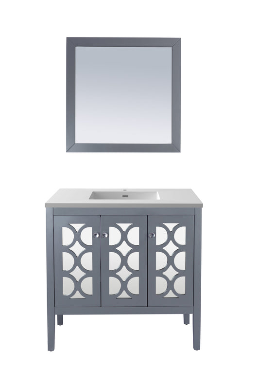 Laviva - Mediterraneo 36" Grey Bathroom Vanity with Matte White VIVA Stone Solid Surface Countertop