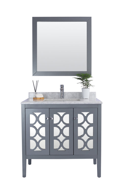 Laviva - Mediterraneo 36" Grey Bathroom Vanity with White Carrara Marble Countertop