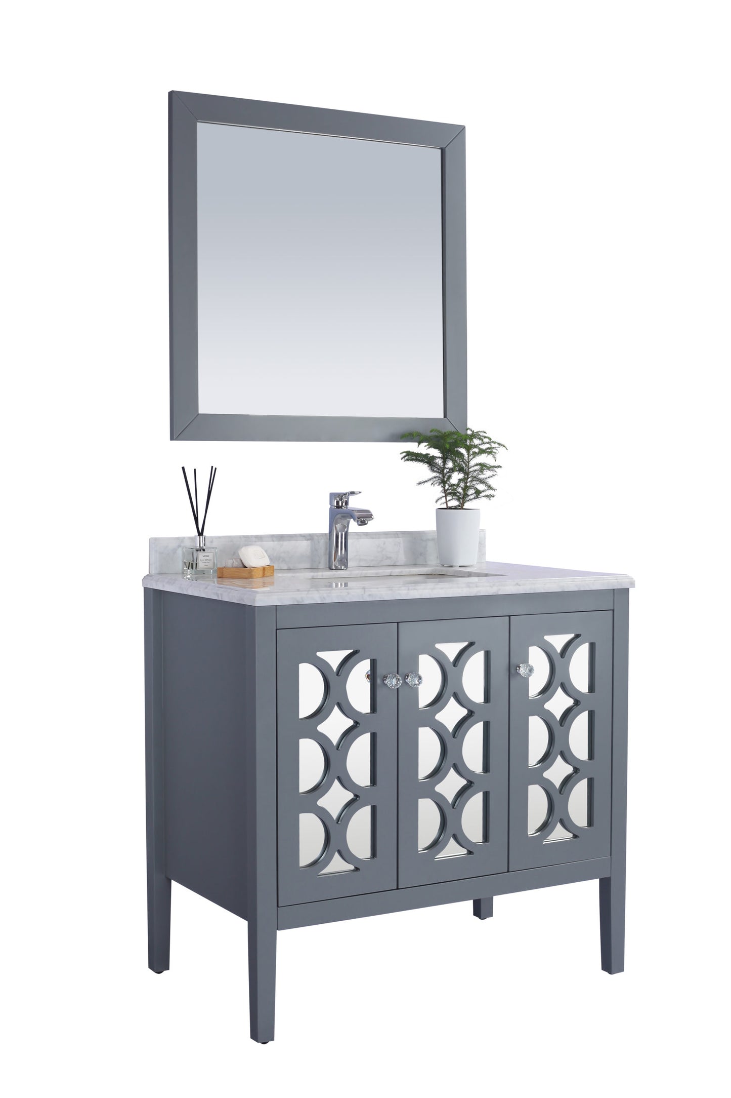 Laviva - Mediterraneo 36" Grey Bathroom Vanity with White Carrara Marble Countertop