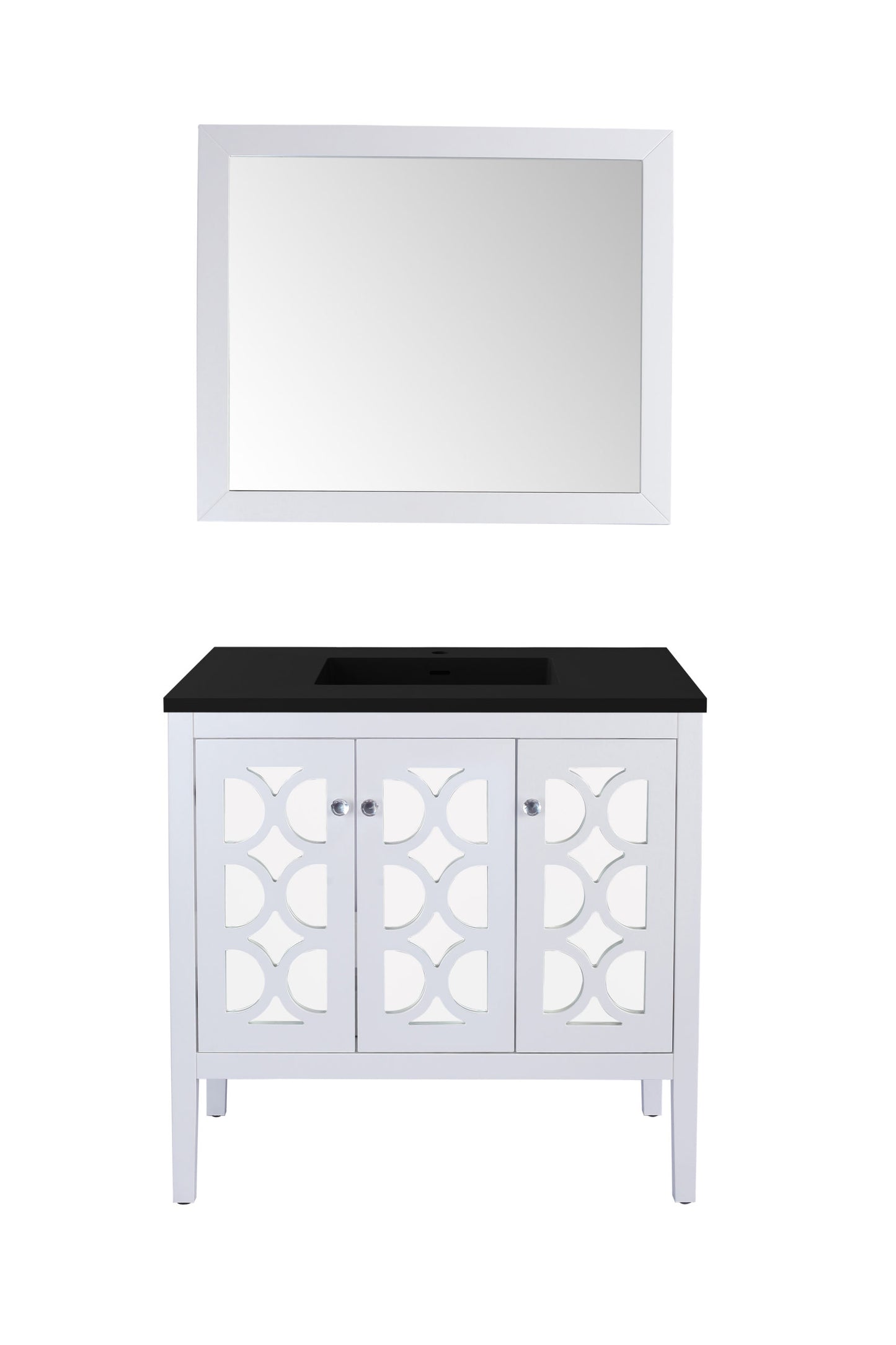 Laviva - Mediterraneo 36" White Bathroom Vanity with Matte Black VIVA Stone Solid Surface Countertop