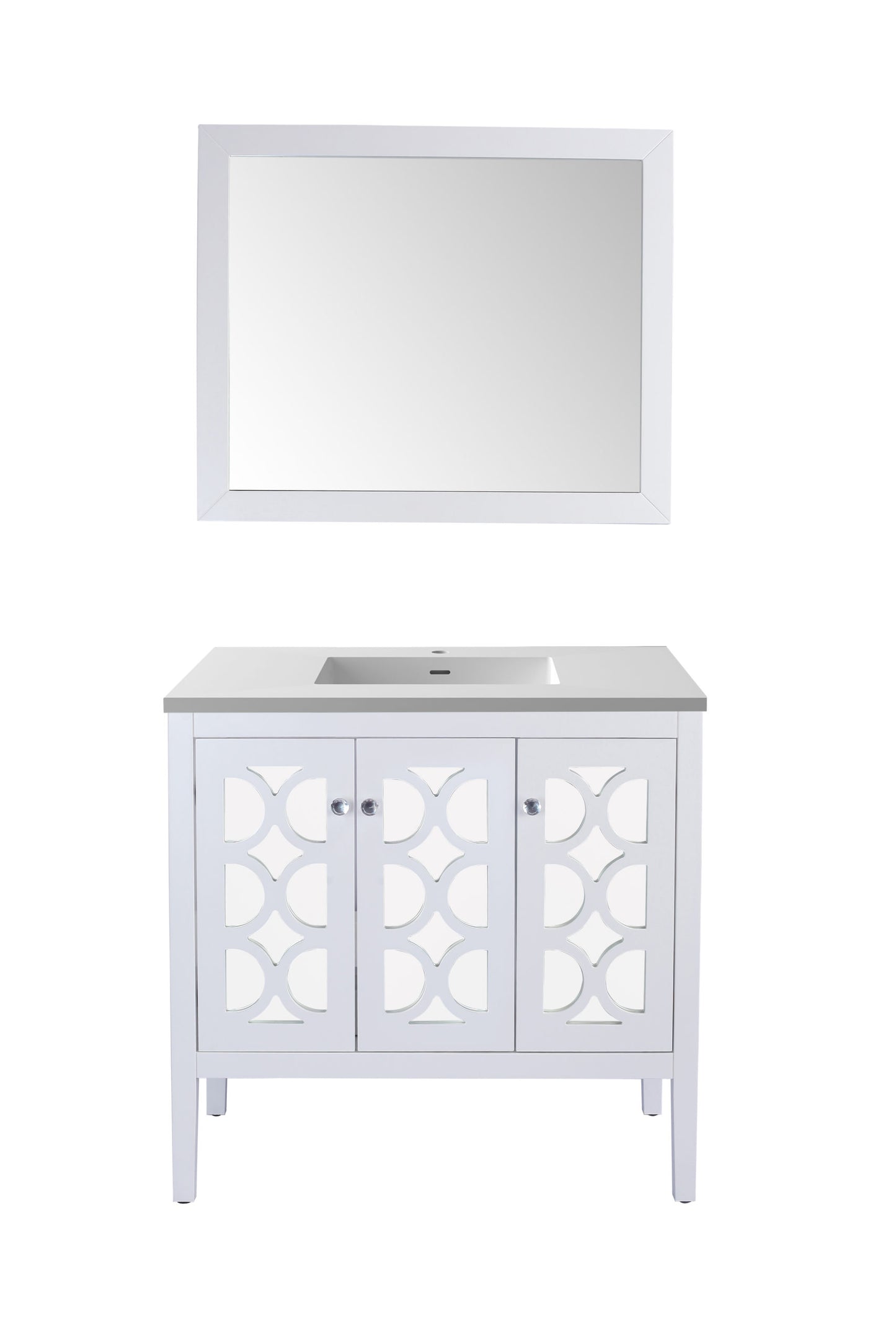 Laviva - Mediterraneo 36" White Bathroom Vanity with Matte White VIVA Stone Solid Surface Countertop