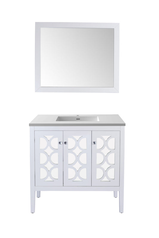 Laviva - Mediterraneo 36" White Bathroom Vanity with Matte White VIVA Stone Solid Surface Countertop