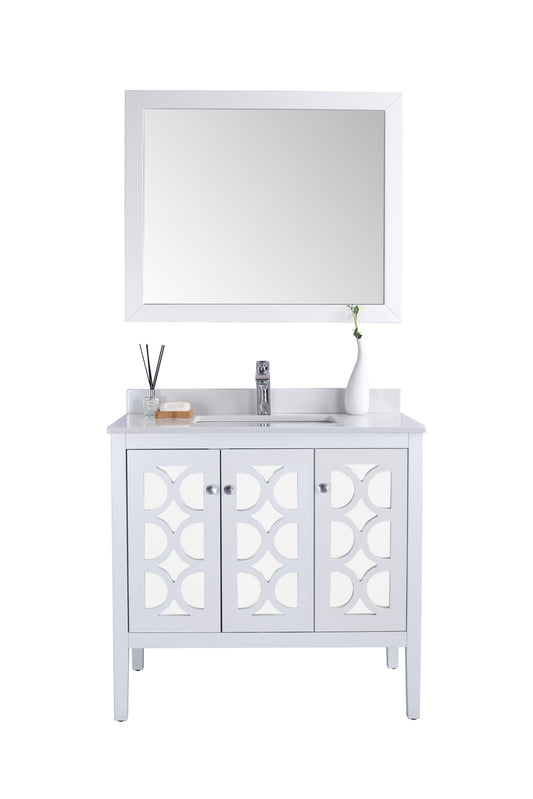 Laviva - Mediterraneo 36" White Bathroom Vanity with White Quartz Countertop