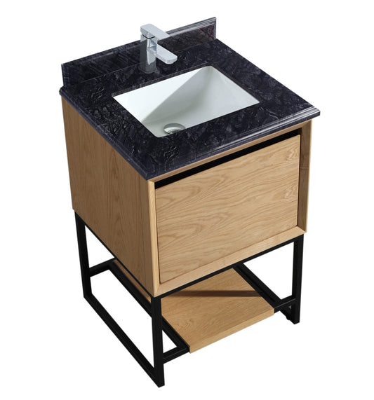 Laviva - Alto 24” California White Oak Bathroom Vanity with Black Wood Marble Countertop