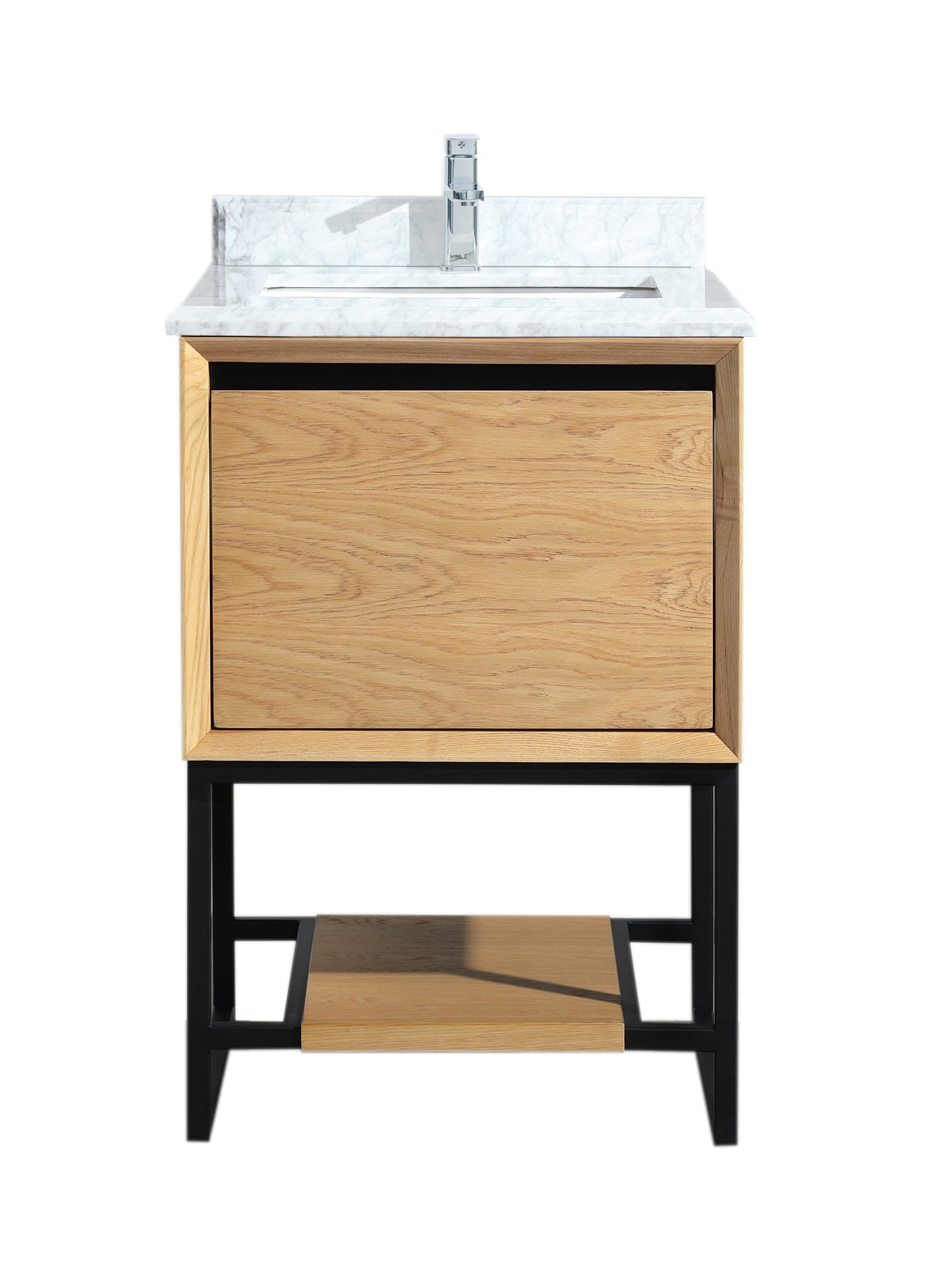 Laviva - Alto 24" California White Oak Bathroom Vanity with White Carrara Marble Countertop