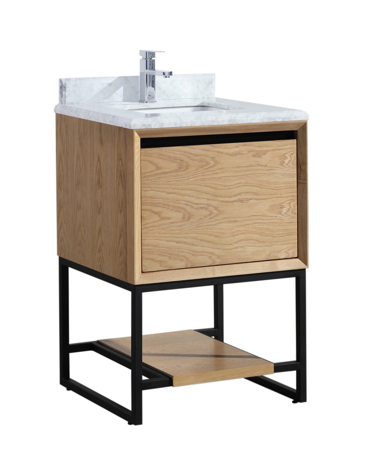 Laviva - Alto 24" California White Oak Bathroom Vanity with White Carrara Marble Countertop