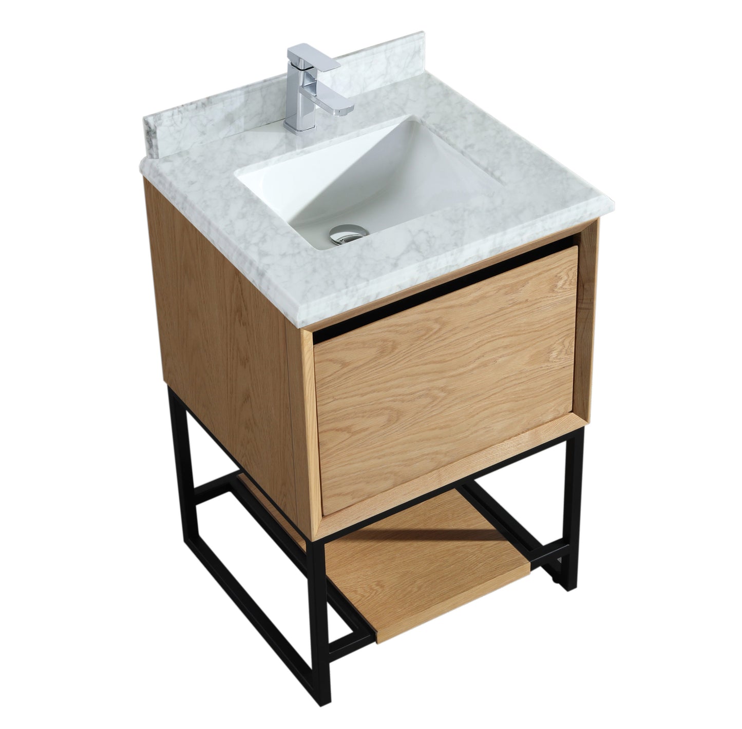 Laviva - Alto 24" California White Oak Bathroom Vanity with White Carrara Marble Countertop