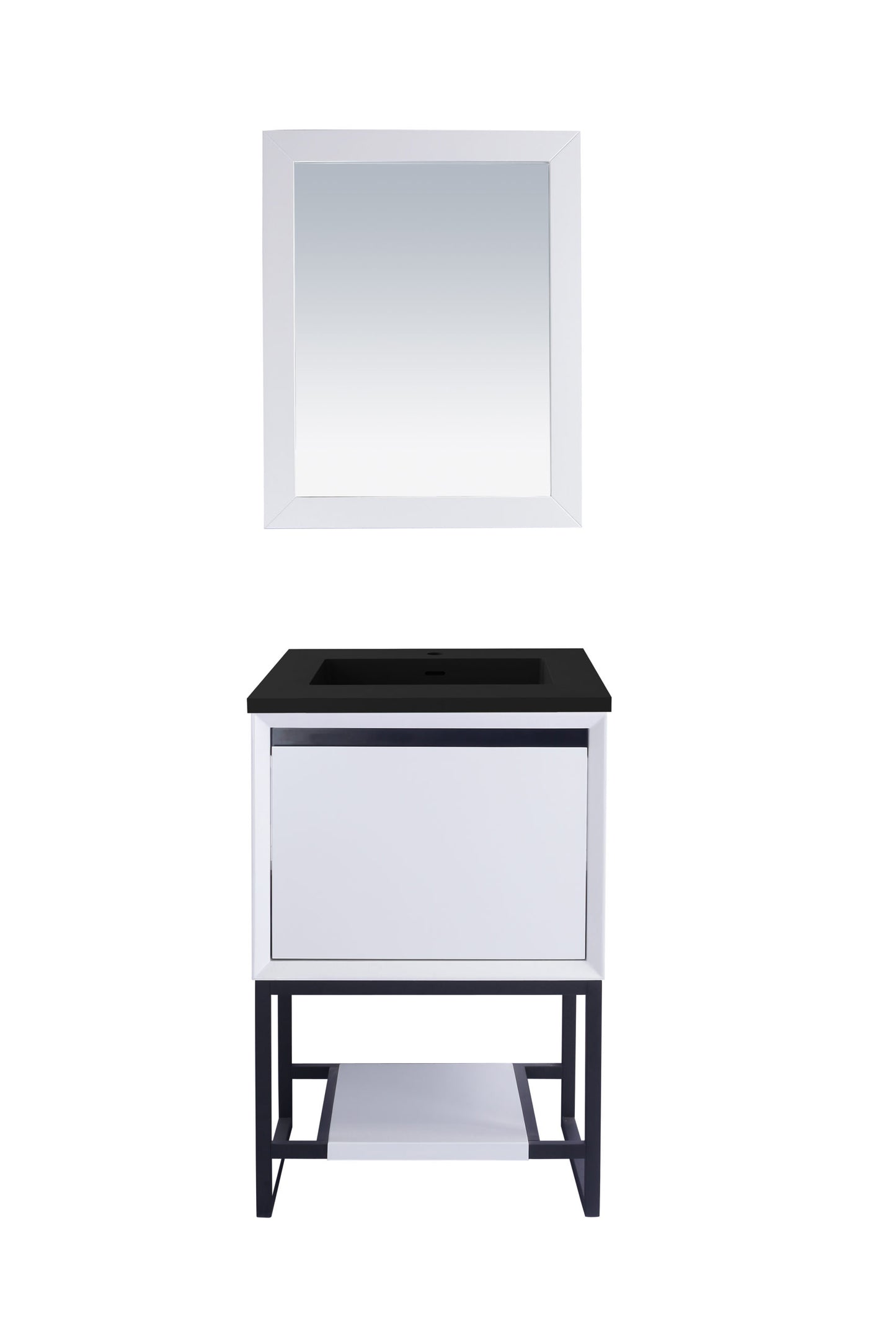 Laviva - Alto 24" White Bathroom Vanity with Matte Black VIVA Stone Solid Surface Countertop