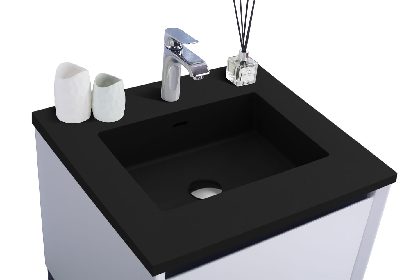 Laviva - Alto 24" White Bathroom Vanity with Matte Black VIVA Stone Solid Surface Countertop