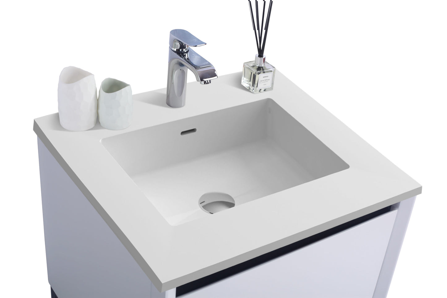 Laviva - Alto 24" White Bathroom Vanity with Matte White VIVA Stone Solid Surface Countertop