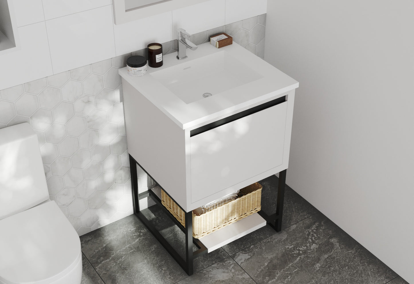 Laviva - Alto 24" White Bathroom Vanity with Matte White VIVA Stone Solid Surface Countertop