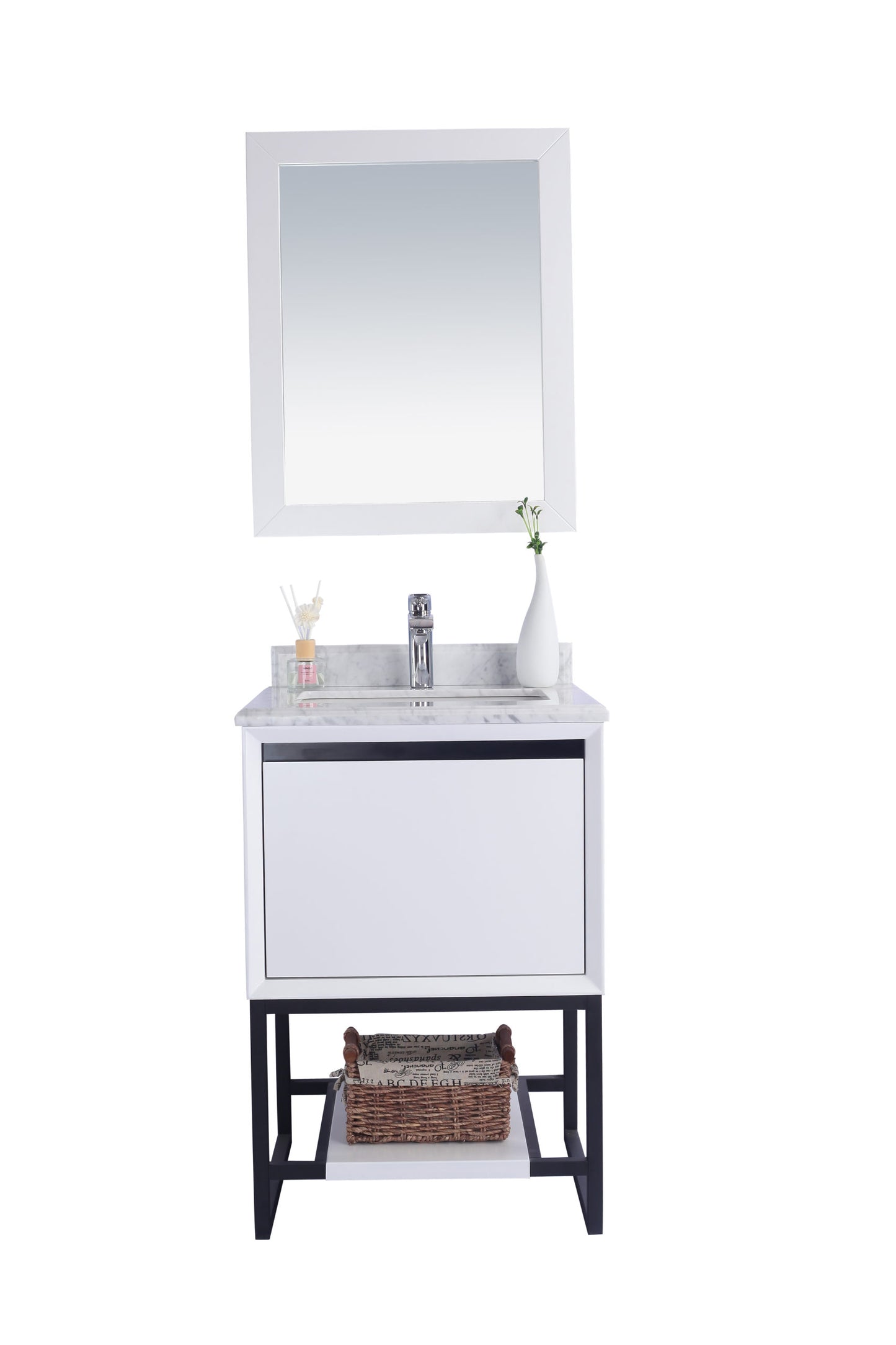 Laviva - Alto 24" White Bathroom Vanity with White Carrara Marble Countertop