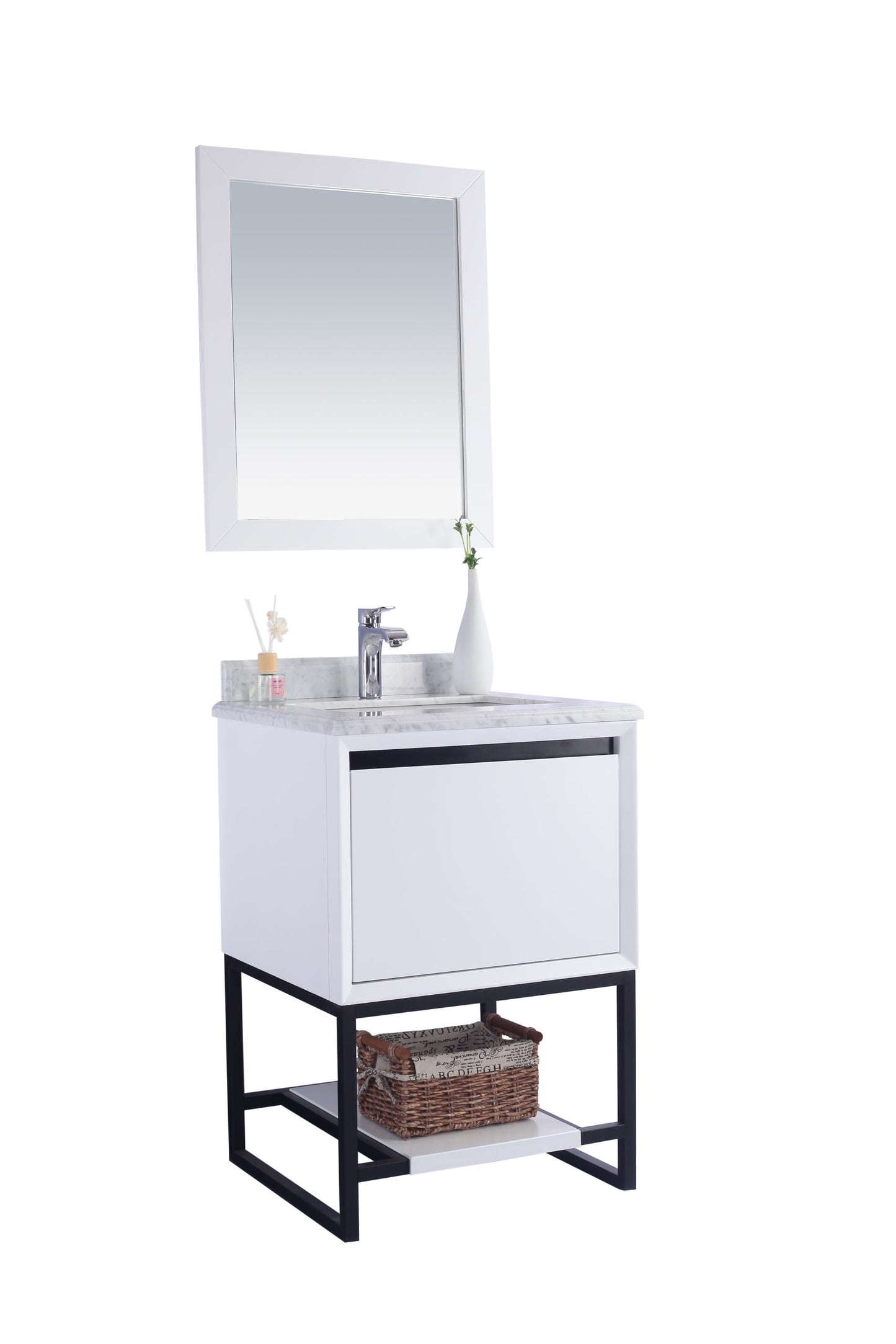 Laviva - Alto 24" White Bathroom Vanity with White Carrara Marble Countertop