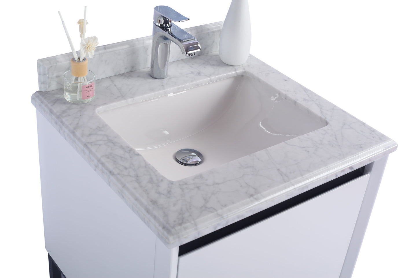 Laviva - Alto 24" White Bathroom Vanity with White Carrara Marble Countertop