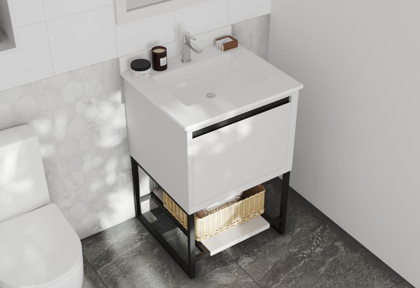 Laviva - Alto 24" White Bathroom Vanity with White Quartz Countertop