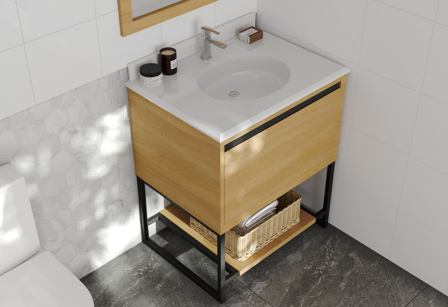 Laviva - Alto 30" California White Oak Bathroom Vanity with Pure White Phoenix Stone Countertop