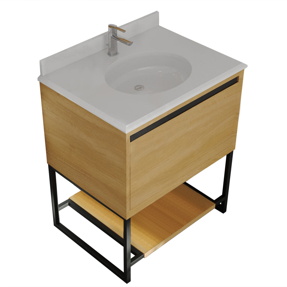 Laviva - Alto 30" California White Oak Bathroom Vanity with Pure White Phoenix Stone Countertop