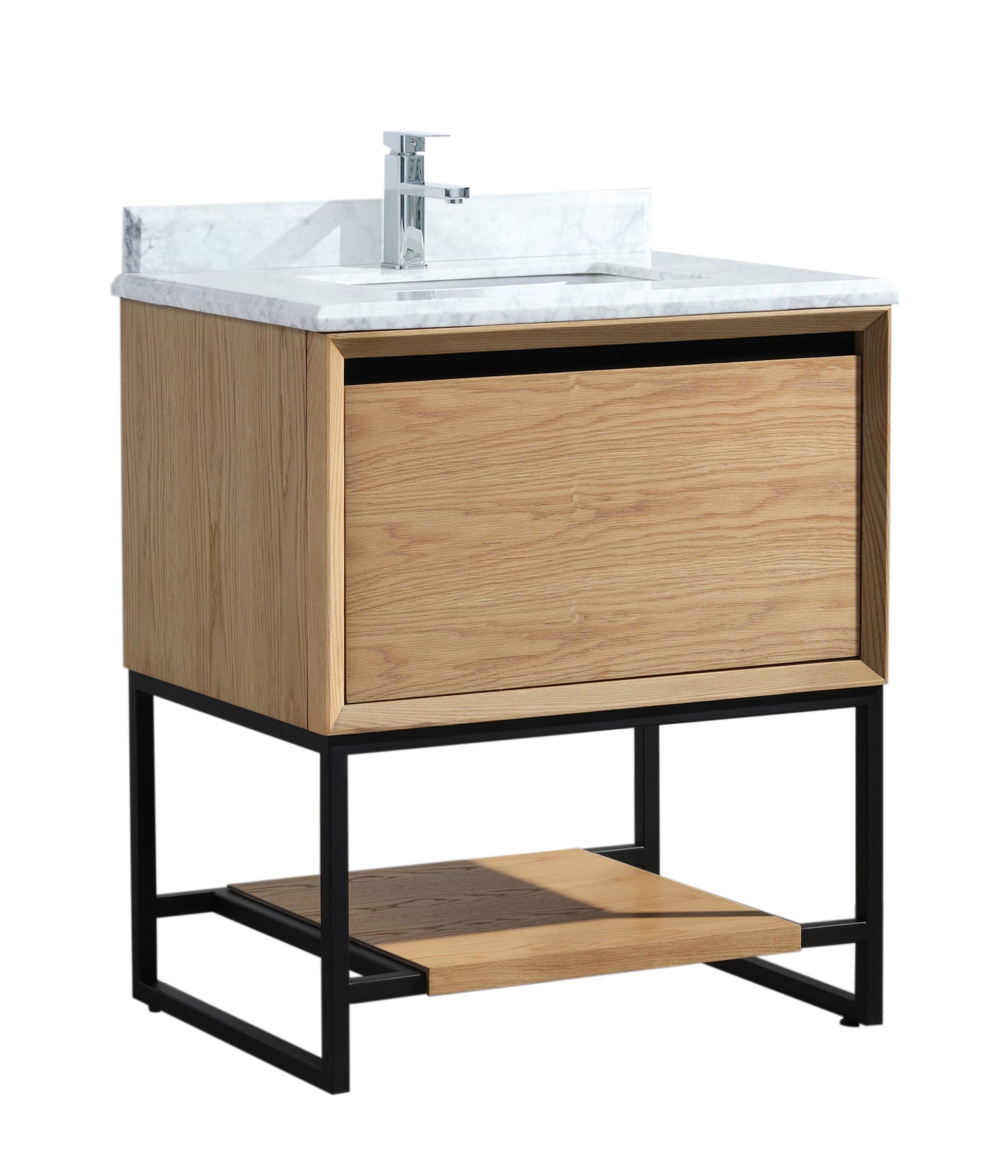 Laviva - Alto 30" California White Oak Bathroom Vanity with White Carrara Marble Countertop