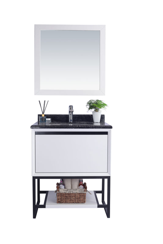 Laviva - Alto 30" White Bathroom Vanity with Black Wood Marble Countertop