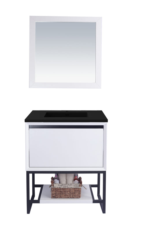 Laviva - Alto 30" White Bathroom Vanity with Matte Black VIVA Stone Solid Surface Countertop