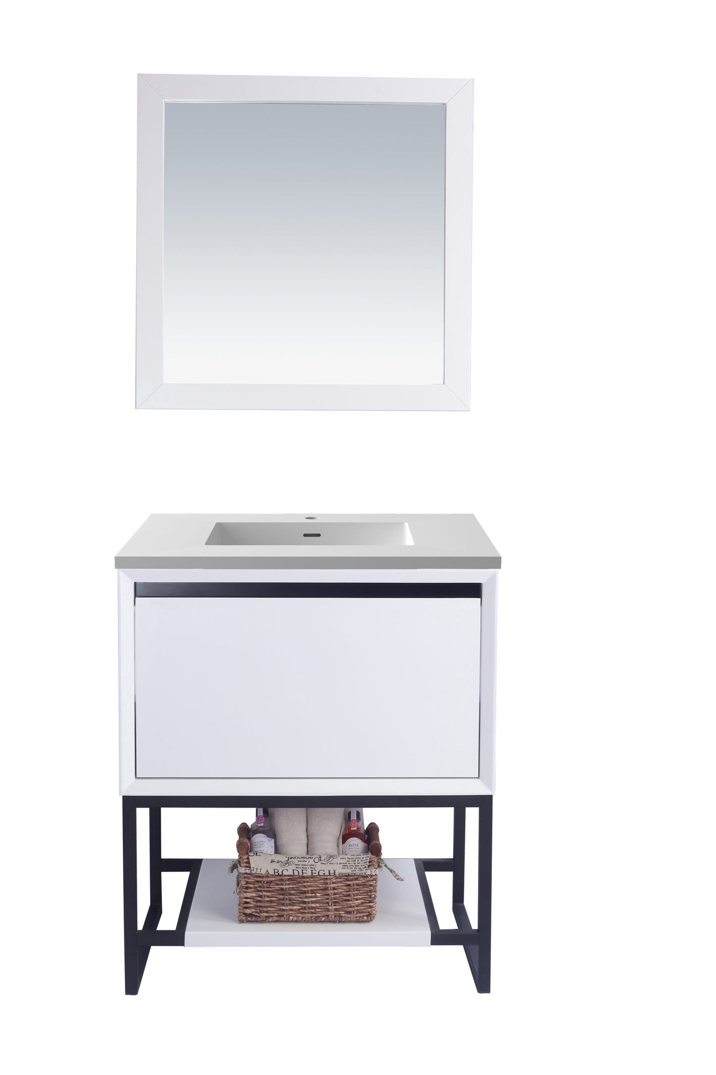 Laviva - Alto 30" White Bathroom Vanity with Matte White VIVA Stone Solid Surface Countertop