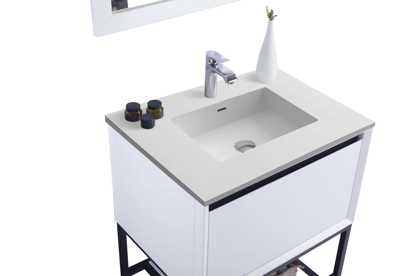 Laviva - Alto 30" White Bathroom Vanity with Matte White VIVA Stone Solid Surface Countertop