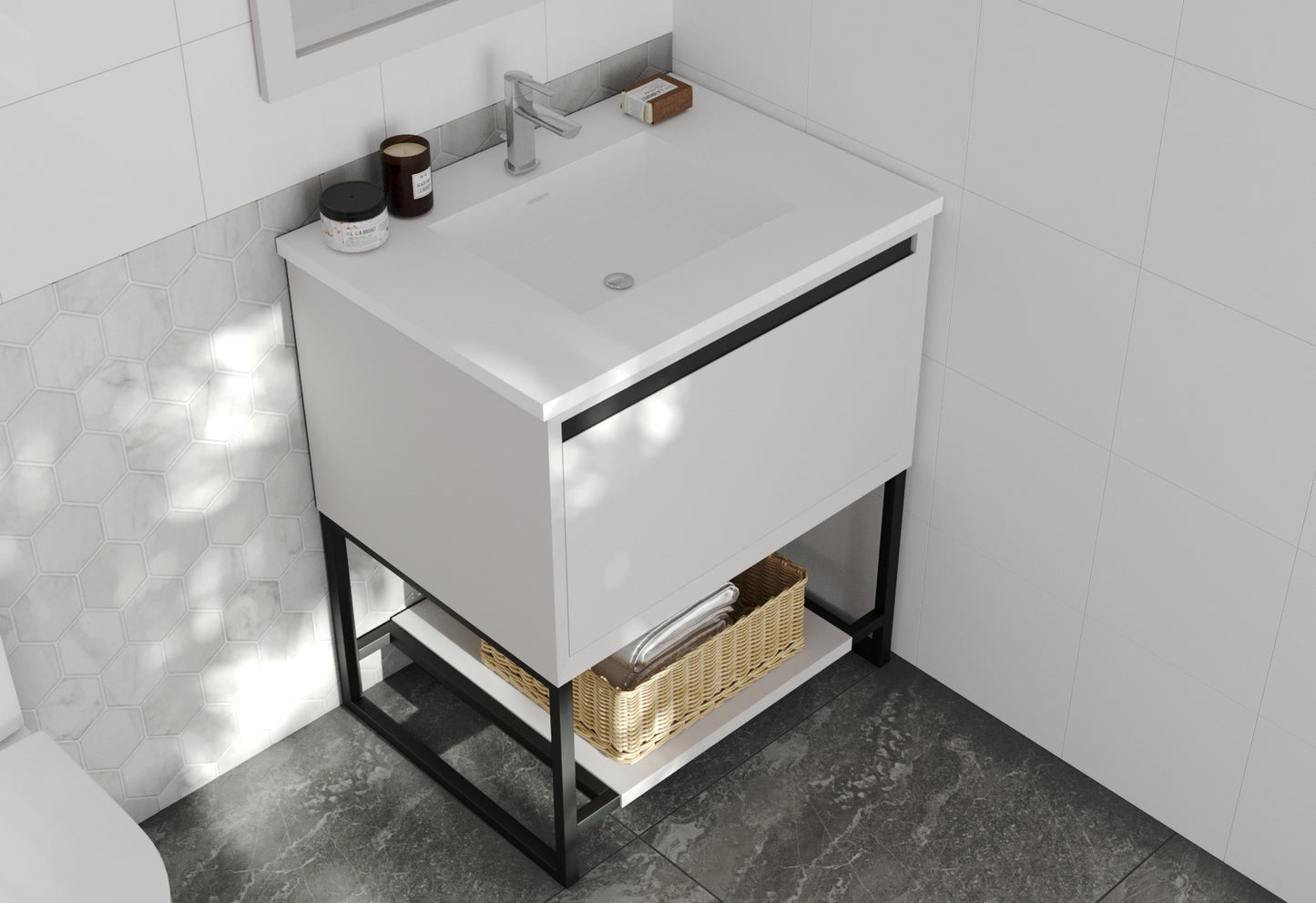 Laviva - Alto 30" White Bathroom Vanity with Matte White VIVA Stone Solid Surface Countertop