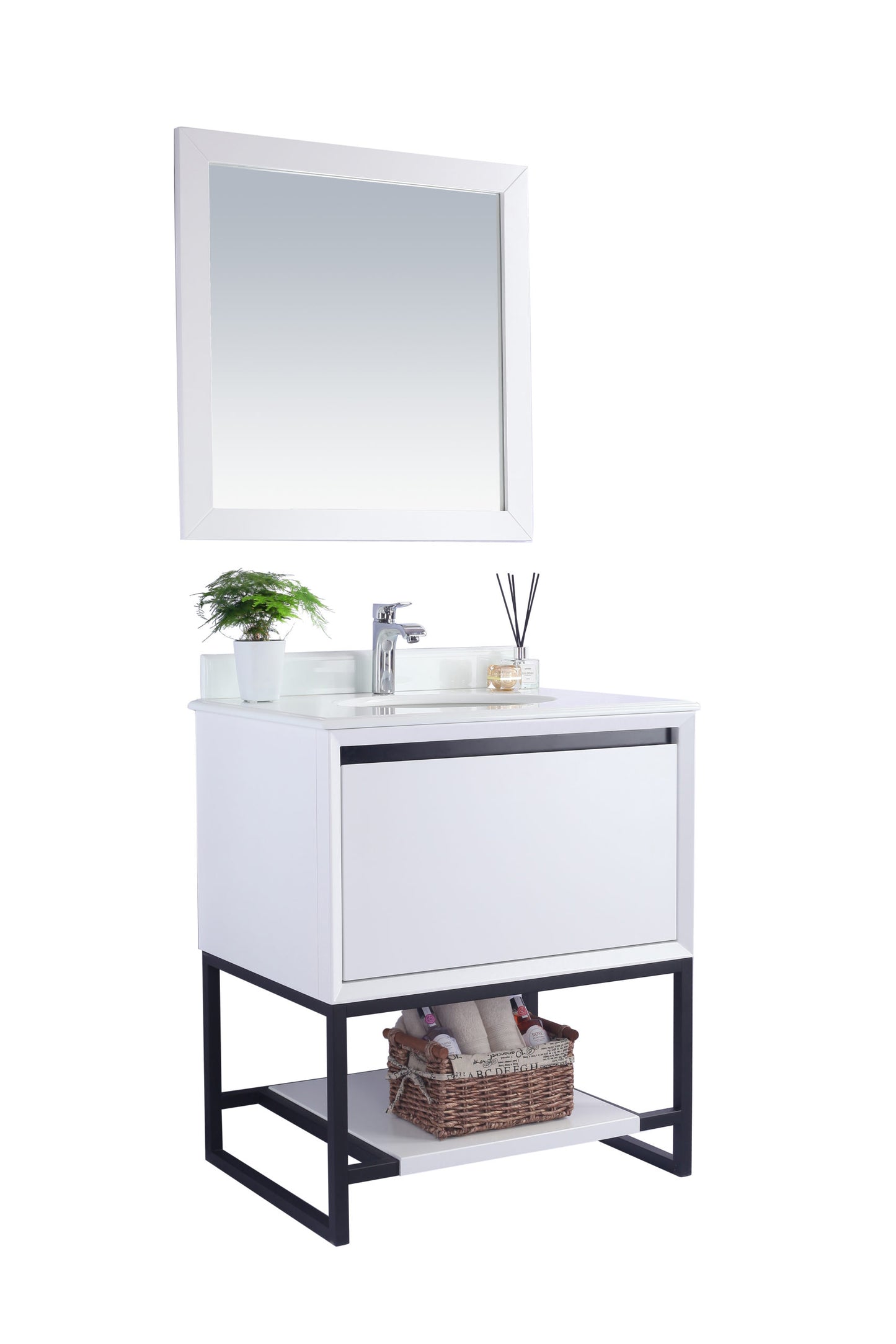 Laviva - Alto 30" White Bathroom Vanity with Pure White Phoenix Stone Countertop